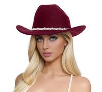 Cappelli di Lana da Uomo e da Donna Cappello a Cilindro da Cowboy Western con Tre Strass
