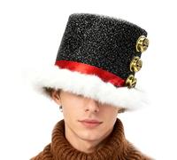 Cappelli Di Natale,Copricapo Festivo Di Babbo Natale Con Peluche Bianco E 3 Campanelli | Cappello Per L'Inverno,per Donne, Famiglia, Capodanno, Festa, Evento, Cosplay, Spettacolo