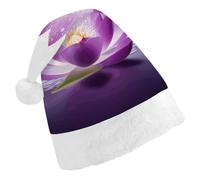 Cappelli di Natale, fiori di loto viola stampati cappelli di Natale, cappelli di Natale invernali, cappelli di Babbo Natale uomini e donne