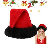 Cappelli di Natale per adulti - Cappello di Natale per adulti, cappello invernale | Classico berretto di Natale in velluto per adulti, cappello di Natale in peluche premium con bordo bianco e pompon