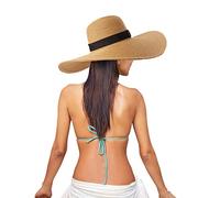 Cappelli di Paglia da Donna, Cappello da Sole da Donna Estivo Alla Moda, Grande, Anti-Uv, Pieghevole, Per Le Vacanze in Spiaggia