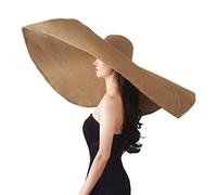Cappelli di paglia da spiaggia di grandi dimensioni per donna, cappello con visiera extra large, cappello con visiera larga, cappello da spiaggia grande arrotolabile per donna, pieghevole, 7 1/8-7 1/4