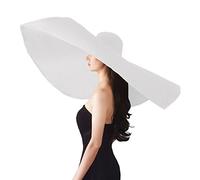 Cappelli di paglia da spiaggia oversize per le donne Floppy, cappello con visiera parasole extra large a tesa larga estivo arrotolabile grande cappello da spiaggia da donna pieghevole, Diametro 90 cm