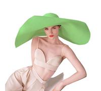 Cappelli di paglia da spiaggia oversize per le donne Floppy, cappello con visiera parasole extra large a tesa larga estivo arrotolabile grande cappello da spiaggia da donna pieghevole, Verde, 7 1/8-7