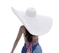Cappelli di paglia da spiaggia oversize per le donne Floppy, cappello con visiera parasole extra large a tesa larga estivo arrotolabile grande cappello da spiaggia da donna pieghevole, 7 1/8-7 1/4