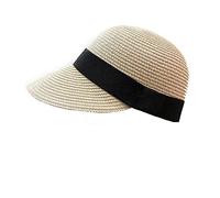Cappelli di paglia estivi per le donne Panama Cappello equestre Outdoor Casual Beach Sun Caps Femminile Traspirante Viaggio Visiera Baseball Cap, cachi, Etichettalia unica