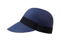 Cappelli di paglia estivi per le donne Panama Cappello equestre Outdoor Casual Beach Sun Caps Femminile Traspirante Viaggio Visiera Baseball Cap, Blu, Etichettalia unica
