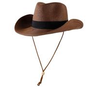 Cappelli di paglia per teste grandi, Cappello da cowboy in paglia a tesa larga pieghevole unisex sole Testa grande Multicolor Taglie multiple(Brown,6)