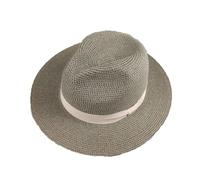 Cappelli di paglia per teste grandi, Cappello da sole estivo a cilindro pieghevole uomo in paglia intrecciata a testa grande taglie forti Multicolor 52-64 cm(Gray B,7 1/8-7 3/8)