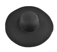 Cappelli di paglia per teste grandi, Cappello da sole in paglia retrò multicolore donna for l'estate(Black)