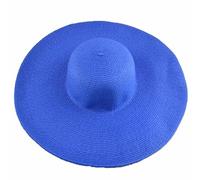 Cappelli di paglia per teste grandi, Cappello da sole in paglia retrò multicolore donna for l'estate(Blue)