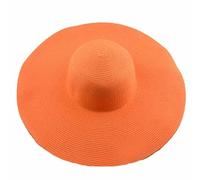 Cappelli di paglia per teste grandi, Cappello da sole in paglia retrò multicolore donna for l'estate(Orange)