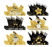 Cappelli e corone per feste, 18 cappelli di Capodanno, diadema regolabile, copricapo per Capodanno, decorazioni per l'anno nuovo per la casa in classe