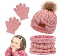 Cappelli e guanti per bambini - Cappello invernale lavorato a maglia per bambini | Sciarpe calde guanti accessori cappello spesso avvolgente per ragazzi e ragazze, Set di polveri in pelle, Refer to