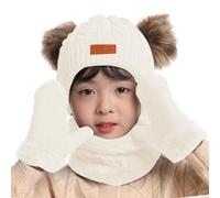 Cappelli e guanti per bambini, set di cappelli invernali e guanti per bambini, sciarpa invernale per bambini - Caldo berretto lavorato a maglia con guanti, set di guanti morbidi per, bianco, Siehe