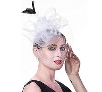 Cappelli eleganti Accessori Fascinatori Fascia for capelli da donna Tea Party Fermaglio for capelli Fiore da sposa Maglia velo Fascinator Copricapo (Color : WHITE, Size : Einheitsgre)
