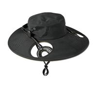 Cappelli fantastici, cappellini regolabili a tesa larga - Cappello da sole raffreddato con ventilatore integrato, adatto per esterni, campeggio, corsa, viaggi, vacanze ed estate, Nero