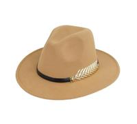 Cappelli Fedora A Tesa Larga alla Moda per Uomo E Donna Elegante Cappello in Feltro per Feste Hat Fedora Vintage per Matrimonio, Chiesa E Matrimonio con Fibbia per Cintura(Khaki)