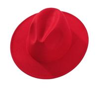 Cappelli Fedora Classici A Tinta Unita Cappello Unisex Elegante in Feltro A Tesa Larga Hat Fedora Vintage per Matrimonio, Chiesa, Accessorio Cosplay(Red)