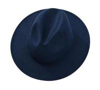Cappelli Fedora Classici A Tinta Unita Cappello Unisex Elegante in Feltro A Tesa Larga Hat Fedora Vintage per Matrimonio, Chiesa, Accessorio Cosplay(Dark Blue)