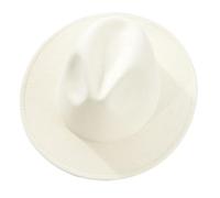 Cappelli Fedora Classici A Tinta Unita Cappello Unisex Elegante in Feltro A Tesa Larga Hat Fedora Vintage per Matrimonio, Chiesa, Accessorio Cosplay(White-02)