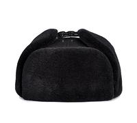 Cappelli for Bombardiere da Uomo in Vera Pelle con EarlFLAP Russian Winter Inverny Faux Fu-R Aearmuffs Caps Brown Black Colors(Noir,L)