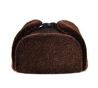 Cappelli for Bombardiere da Uomo in Vera Pelle con EarlFLAP Russian Winter Inverny Faux Fu-R Aearmuffs Caps Brown Black Colors(Brown,XX-Large)