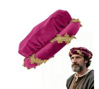 Cappelli in stile medievale da donna, con bordo dorato morbido, costume cosplay e stile vintage, berretto rinascimentale a bordo arrotolato, per uomini e donne, feste di Halloween, serate in maschera