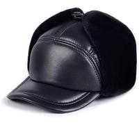 Cappelli invernali, cappello bomber aviatore con paraorecchie, cappello da cacciatore di soldati in spessa pelle di pecora per sci, pattinaggio, arrampicata invernale, Nero , 7 1/4/7 3/8