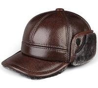 Cappelli Invernali Cappello Bomber Cappello Bomber da Uomo Cappello in Pelle Cappello da Aviatore Spesso Cappello da Cacciatore Cappello da Aviatore con Grandi Grondaie, Grain, 7 1/4-7 3/8