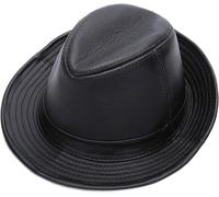 Cappelli Invernali, Cappello da Uomo Fedora Trilby in Pelle Jazz cap Top Hat Gentleman Hat Autunno E Inverno, Black, 7 1/4-7 3/8
