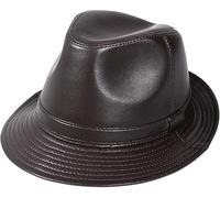 Cappelli Invernali, Cappello Fedora in Pelle da Uomo Jazz cap Top Hat in Pelle di Pecora Cappello da Gentiluomo di Mezza età Panama Autunno E Inverno 55-63 Cm, Coffee, 60-61cm