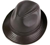 Cappelli Invernali Cappello Jazz in Pelle Cappello A Cilindro in Pelle di Pecora da Uomo Autunno E Inverno Casual Fedora E Cappelli Trilby, Dark Brown, 55-56cm