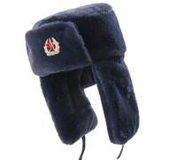 Cappelli invernali con stili sovietici toppe ricamate pratiche pellicce artificiali in poliestere foderate protezioni per le orecchie design cappello invernale a tema sovietico, blu navy, Taglia unica