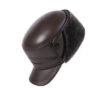 Cappelli Invernali da Baseball in Pelle, da Esterno, Antivento Morbidi, in Peluche, Caldi con Visiera Protezione per Le Orecchie Cappello da Sci,Dark Brown,L