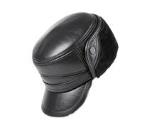 Cappelli Invernali da Baseball in Pelle, da Esterno, Antivento Morbidi, in Peluche, Caldi con Visiera Protezione per Le Orecchie Cappello da Sci,Nero,L