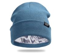 Cappelli Invernali Foderati in Raso per Le Donne Unisex in Cotone Lavorato a Maglia con Risvolto Cappello Lavorato a Maglia con Fodera setosa Berretto con Teschio Morbido, Blu, Taglia Unica