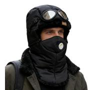 Cappelli invernali | per la testa antivento spessa e calda, con occhiali e cappello da neve antivento | per equitazione campeggio ciclismo corsa moto snowboard, Nero