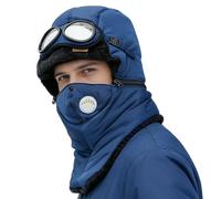 Cappelli invernali | per la testa antivento spessa e calda, con occhiali e cappello da neve antivento | per equitazione campeggio ciclismo corsa moto snowboard, blu
