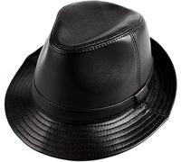 Cappelli Invernali, Uomini Jazz cap Pelle di Pecora Donne Classico Pelle Fedora Trilby Gentleman Cappello Sun cap, Black, 59cm/23.2in