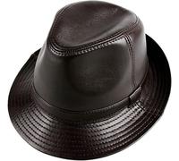 Cappelli Invernali, Uomini Jazz cap Pelle di Pecora Donne Classico Pelle Fedora Trilby Gentleman Cappello Sun cap, Brown, 57cm/22.4in