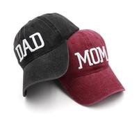 Cappelli mamma e papà Nuovo papà Mon Genitori Regali per Coppie Padri Festa Ricamato Baseball Caps, Black Dad& Red Mom, taglia unica