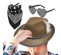 Cappelli Oktoberfest,Cappelli Alpino Tedesco | Cappello Fedora Oktoberfest 1 Set Con Fazzoletto Occhiali Pelle Sintetica | Costume Oktoberfest, cappello bavarese alpino tedesco per annunci