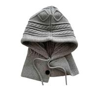 Cappelli passamontagna lavorati a maglia for donne, berretti con cappuccio, cappelli invernali caldi da esterno, cappelli con coulisse, berretti da ciclismo(Grey)