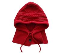 Cappelli passamontagna lavorati a maglia for donne, berretti con cappuccio, cappelli invernali caldi da esterno, cappelli con coulisse, berretti da ciclismo(Red)