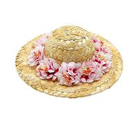 Cappelli per Animali Domestici Cappello di Paglia Floreale per Animali Domestici, Cappello a Maglia Paglia, Accessorio in Costume, Primavera ed Estate (Color : As PIC, Size : S)