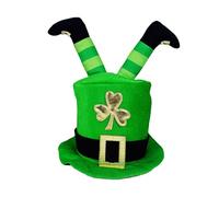 Cappelli per il giorno di San Patrizio, cappello a bombetta verde con gambe irlandesi, copricapo per costume da trifoglio, accessorio divertente per feste di folletto, copricapo per giochi di ruolo