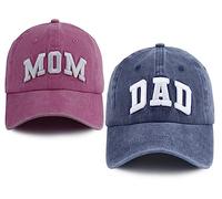 Cappelli per papà e mamma per uomini e donne, ricamati 3D regolabili in cotone lavato, per festa del papà, festa della mamma, compleanno, cappellini da baseball