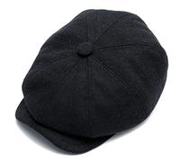 Cappelli Piatti da Uomo con Paraorecchie Caldo Plaid 8 Pannelli Cappello Cabbie Berretti da Pesca in Stile Britannico, Dark Gray1, S