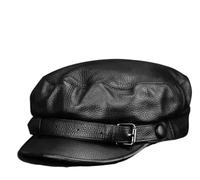 Cappelli Piatti da Uomo e da Donna, Berretto da Strillone retrò, Cappello da Panettiere in Pelle, Cappello da Taxi Vintage, Cappelli Caldi Autunnali e Invernali,Nero,XL